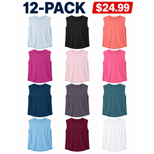 Round Neck Ruched Cool Touch Yoga Tank Top-UPF50+