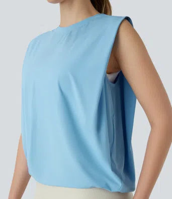 Round Neck Ruched Cool Touch Yoga Tank Top-UPF50+