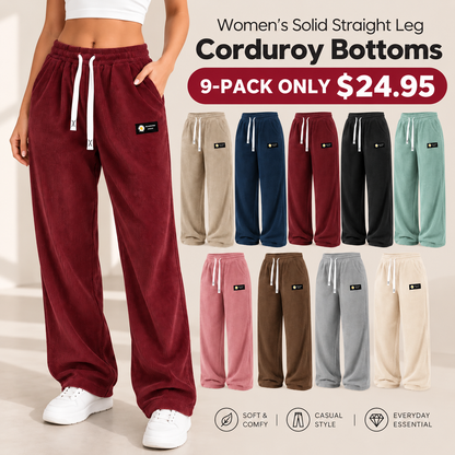 🔥 [LAST DAY SALE] Women's Solid Straight-Leg Corduroy Pants